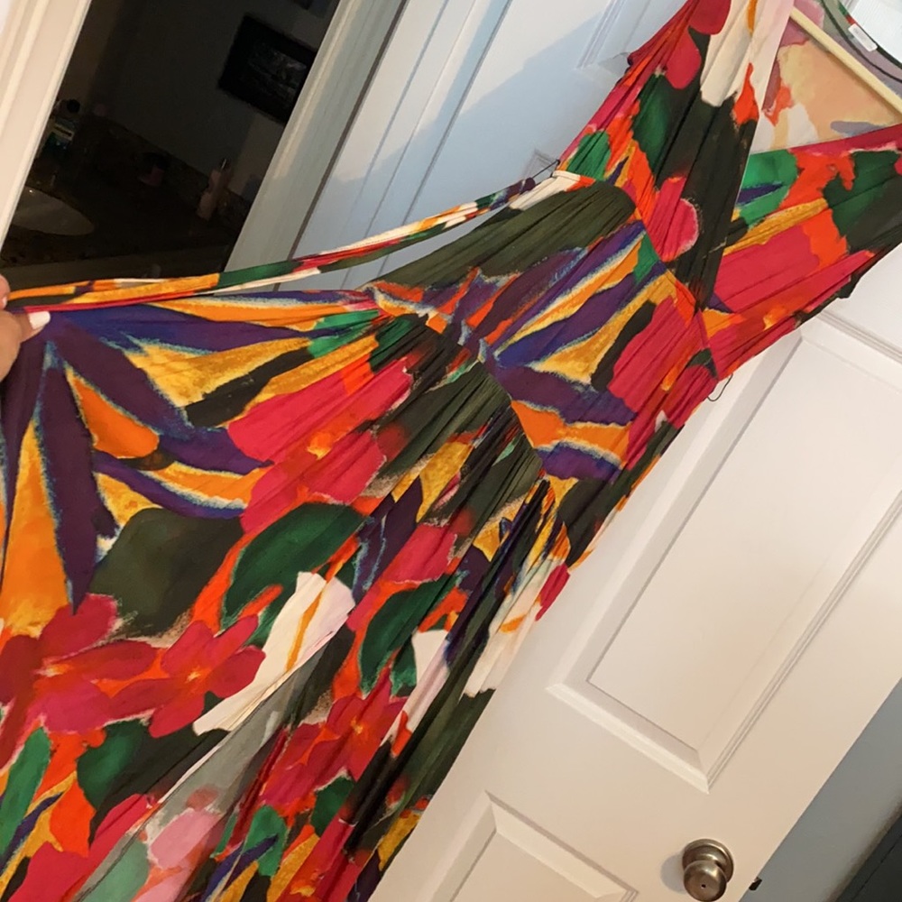 Multi color tiered rayon maxi dress